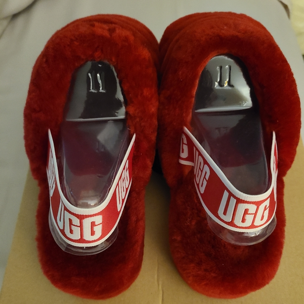 UGGs Red Fuzzy Sandal Size 11